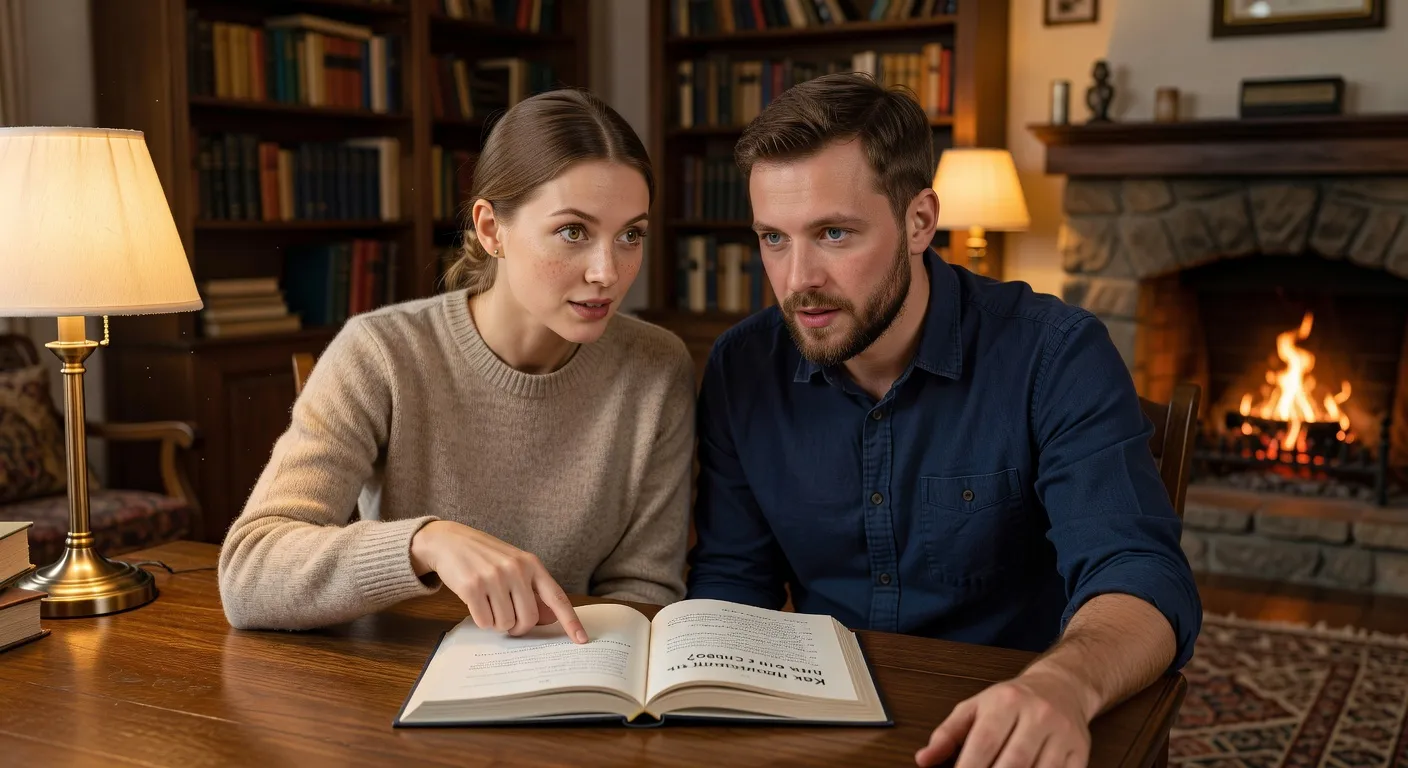 Couple slave et français cuisinant ensemble avec un livre de recettes en cyrillique