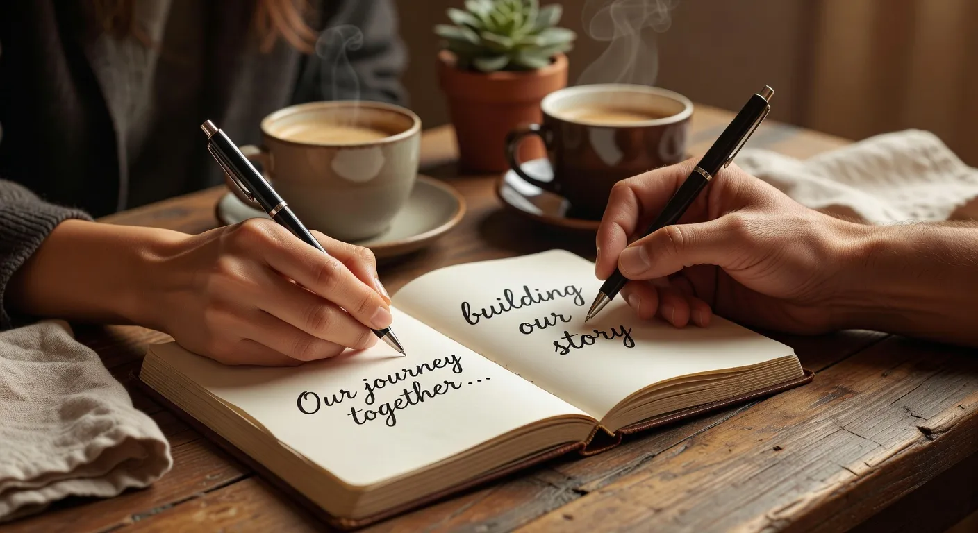 Mains ecrivant dans un journal partage, exercice de communication de couple