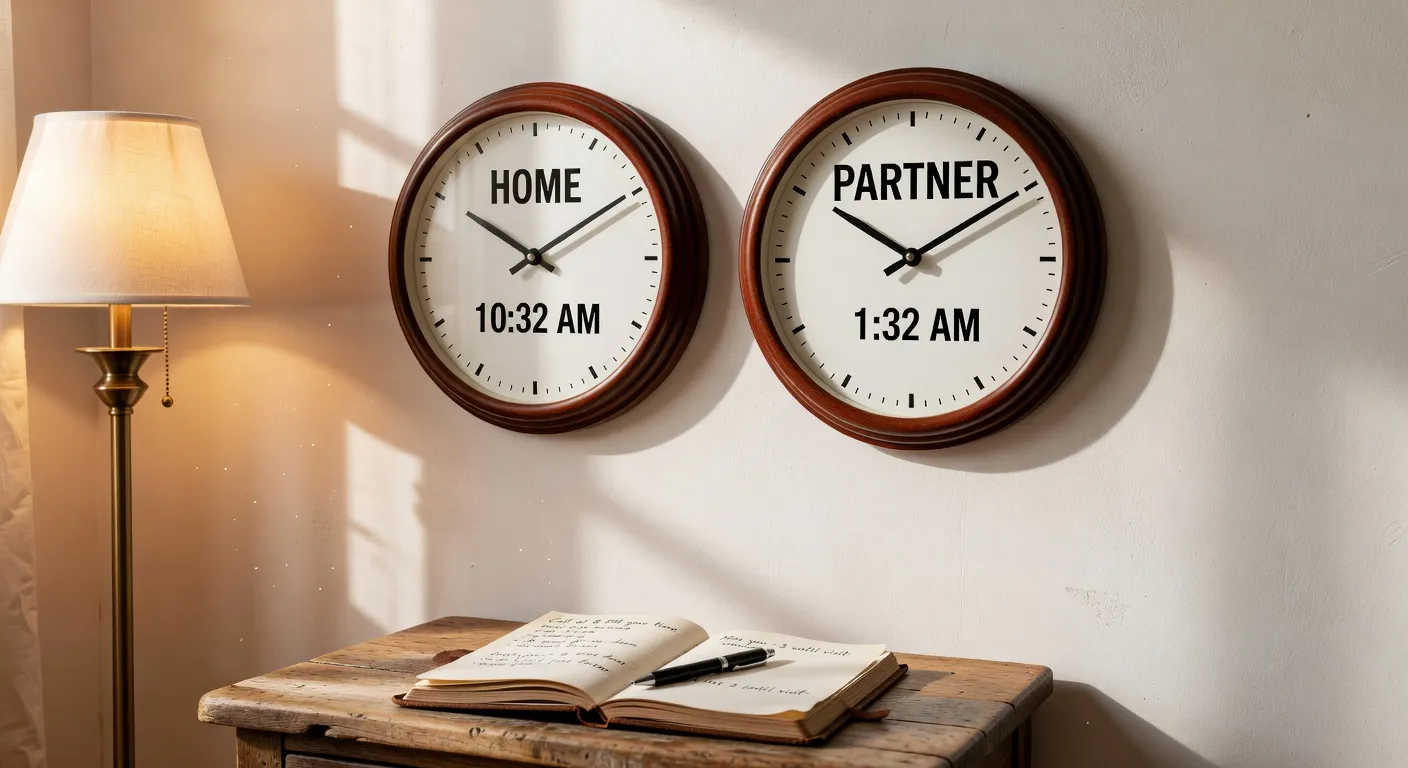 Colis cadeau ouvert contenant des lettres manuscrites et de petits souvenirs français