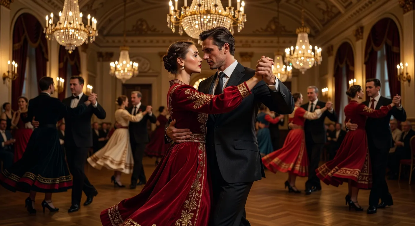 Couple dansant ensemble lors d'un evenement culturel, communication non-verbale