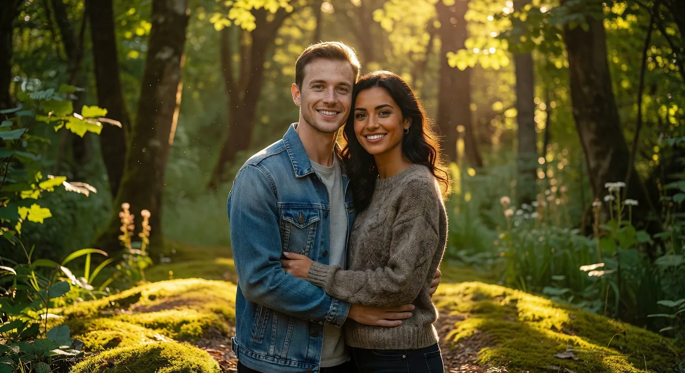 Couple mixte souriant, beneficiant des conseils d'Ecoutez-Voir